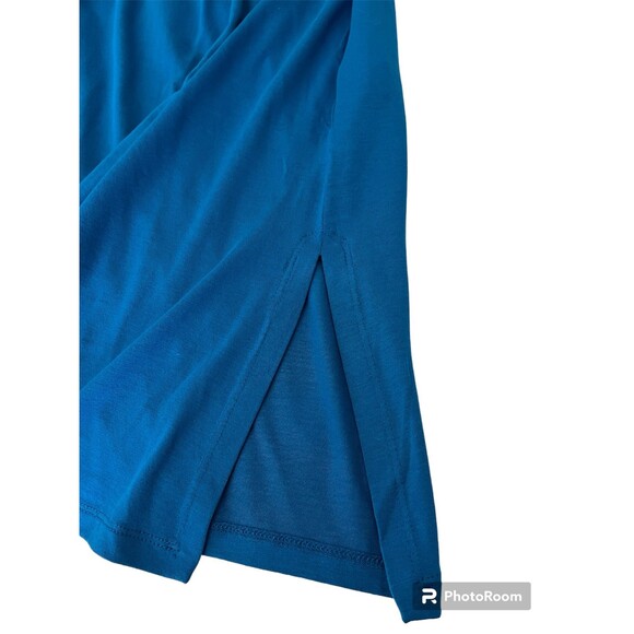 Eileen Fisher Mock Neck Tie Waist Sleeveless Dress Marine Blue $178 - L NWT - Picture 6 of 11